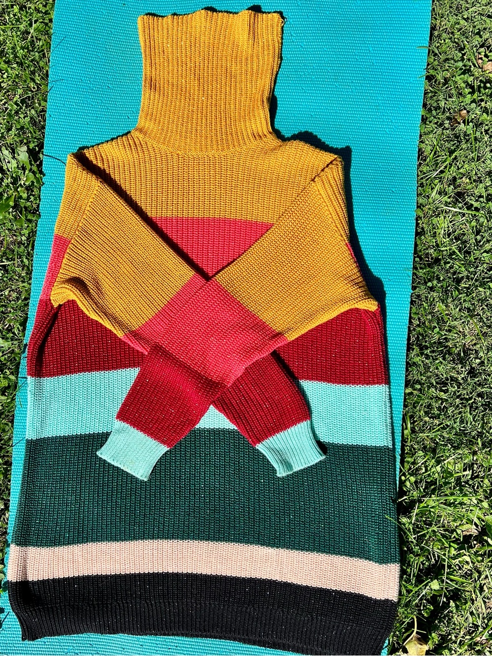 Farm Rio De Janeiro for Anthropologie Boldly Striped Sweater Dress Colorblock S